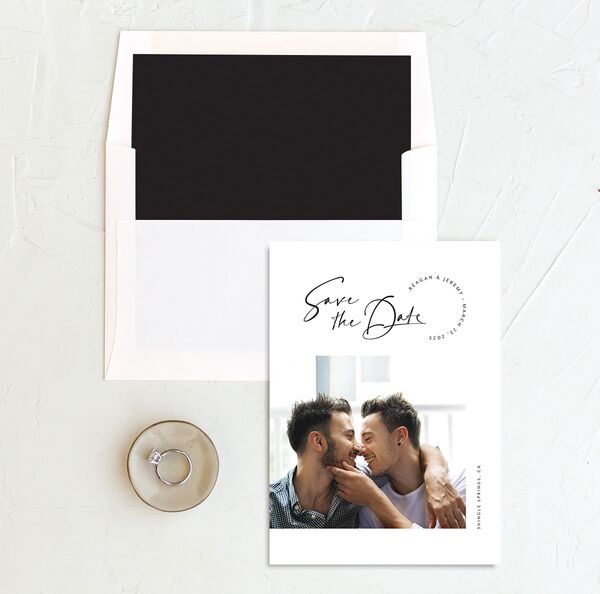 Signature Style Save the Date Cards envelope-and-liner in Pure White