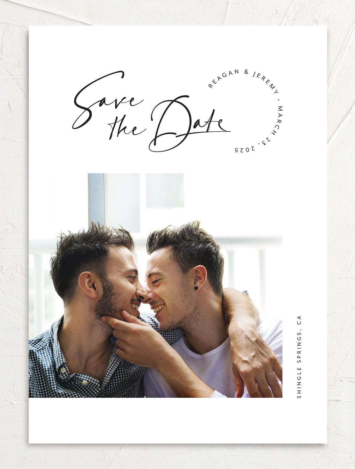 Signature Style Save the Date Cards front in Pure White