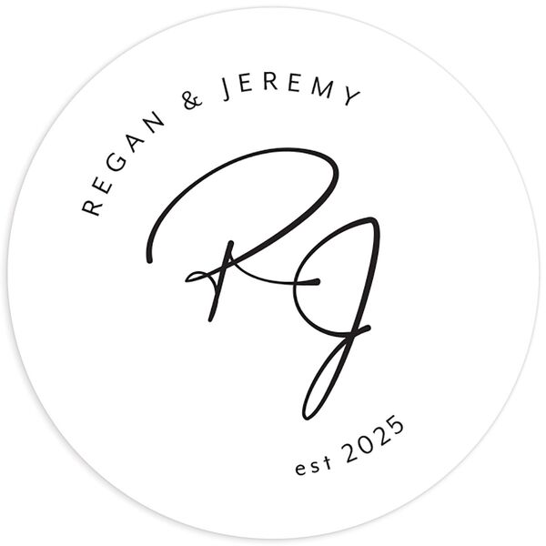 Signature Style Wedding Stickers front in Pure White