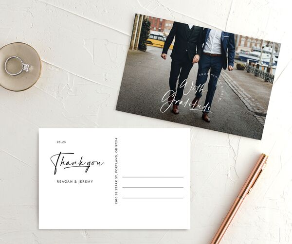 Signature Style Thank You Postcards front-and-back in Pure White