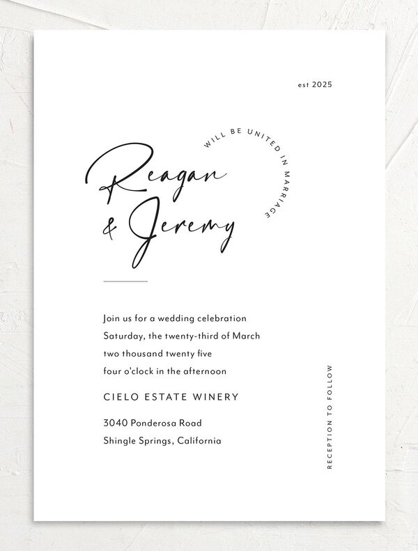 Signature Style Wedding Invitations front in Pure White