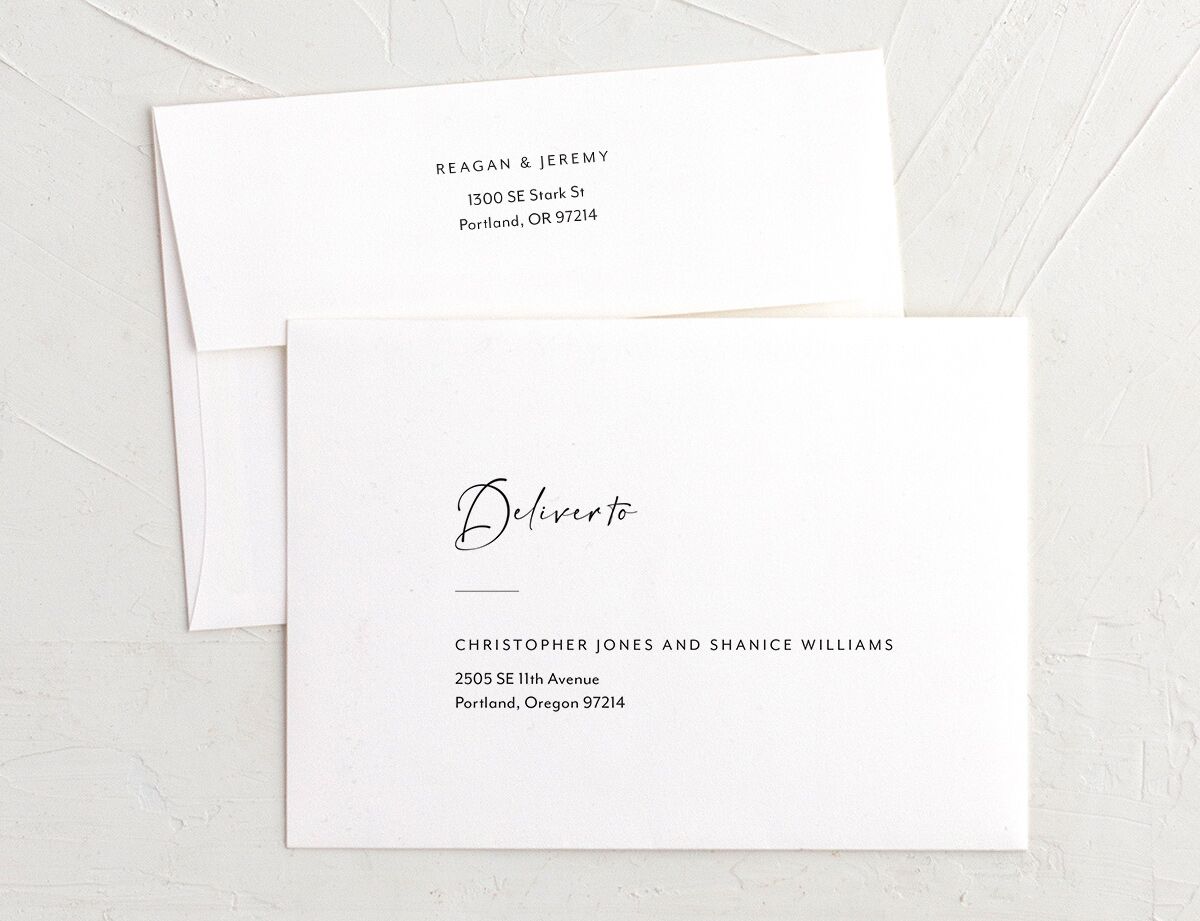 Signature Style Wedding Invitation Envelopes front in Pure White