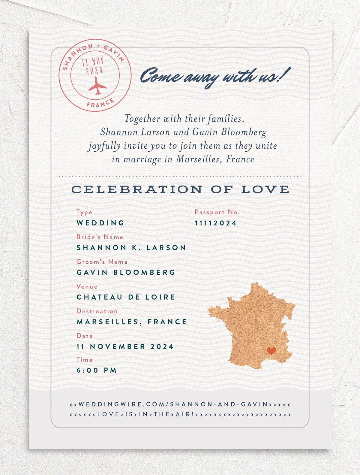 Retro Travel Wedding Invitations back in French Blue