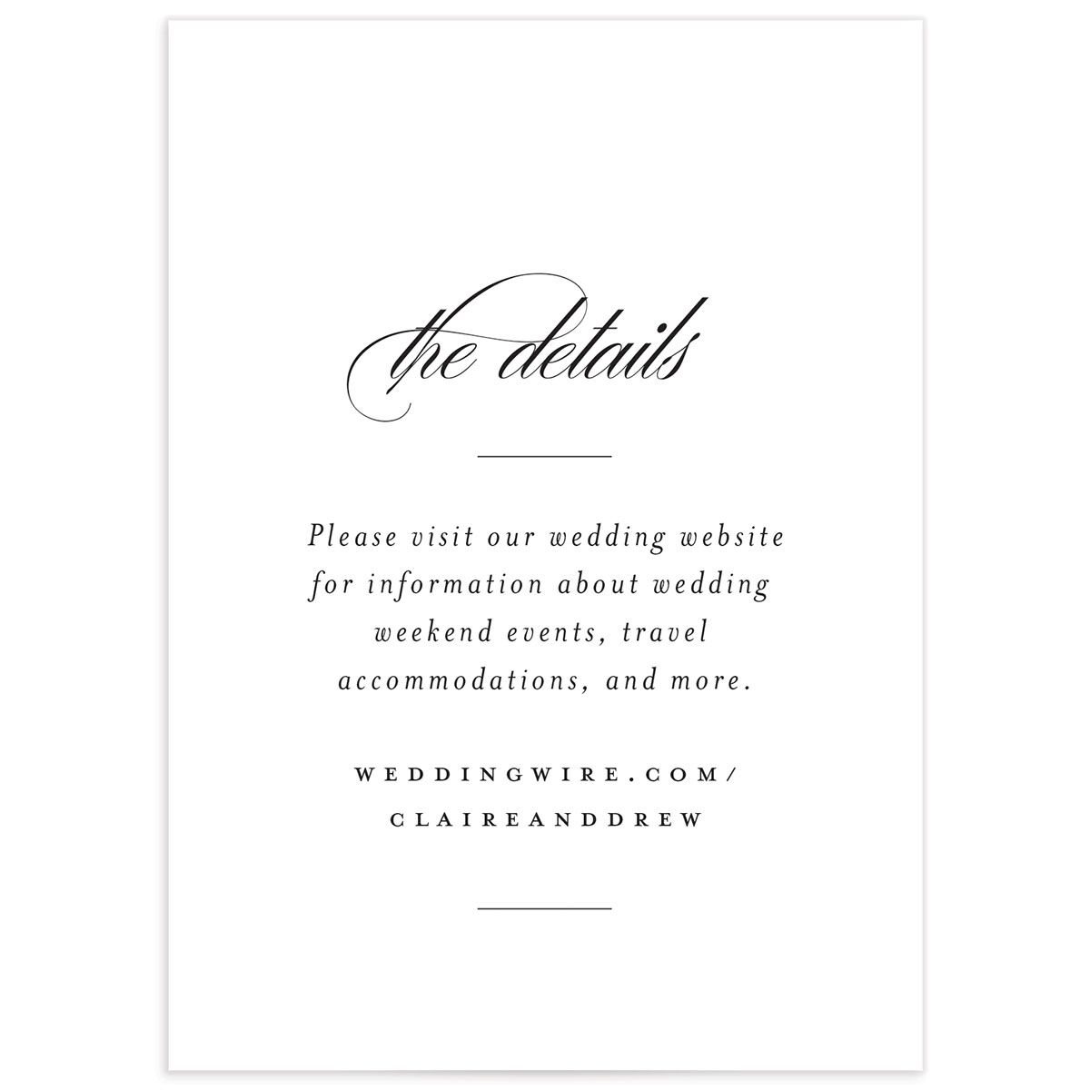 Elegant Cursive Wedding Enclosure Cards front in Midnight