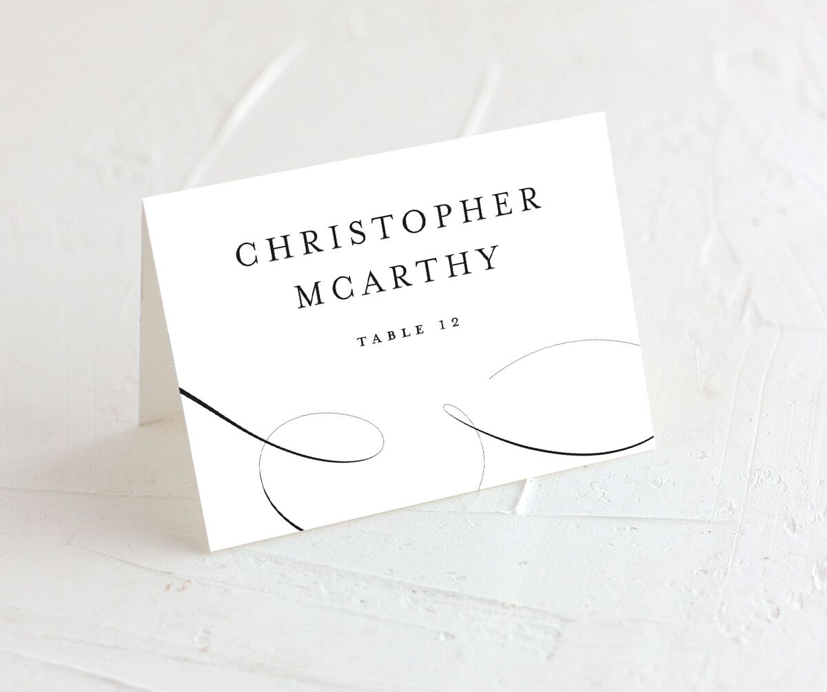 Elegant Cursive Place Cards front in Midnight
