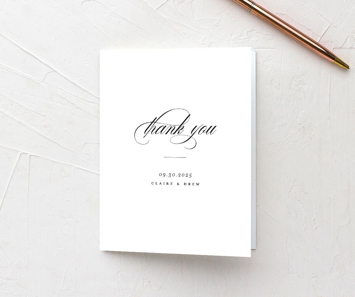 Elegant Cursive Thank You Cards front in Midnight