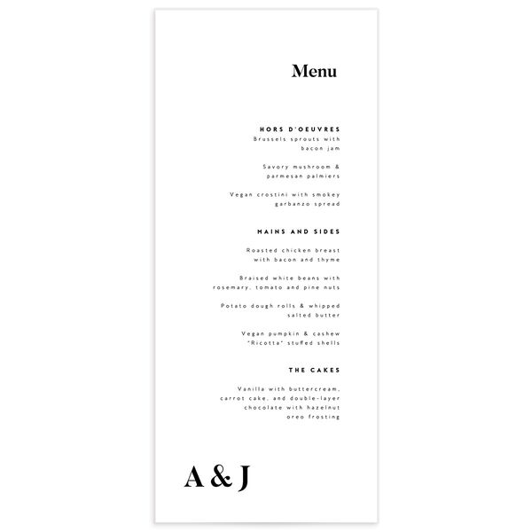 Modern Bold Menus front in Pure White