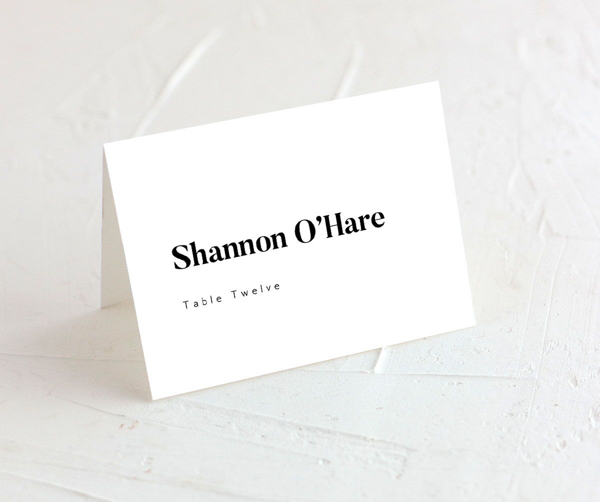 Modern Bold Place Cards front in Pure White