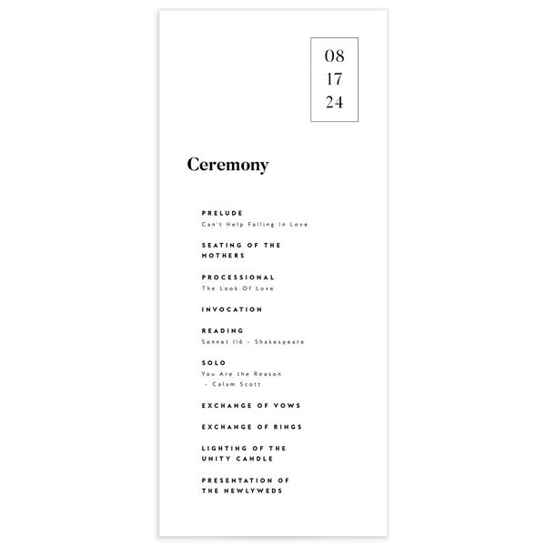 Modern Bold Wedding Programs front in Pure White