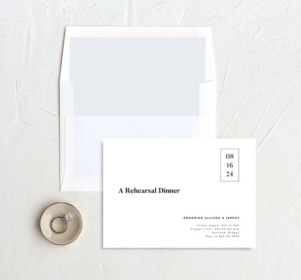 Modern Bold Rehearsal Dinner Invitations envelope-and-liner in Pure White