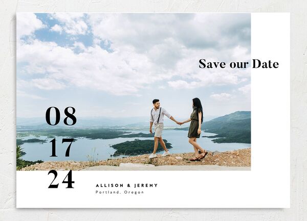 Modern Bold Save the Date Cards front in Pure White