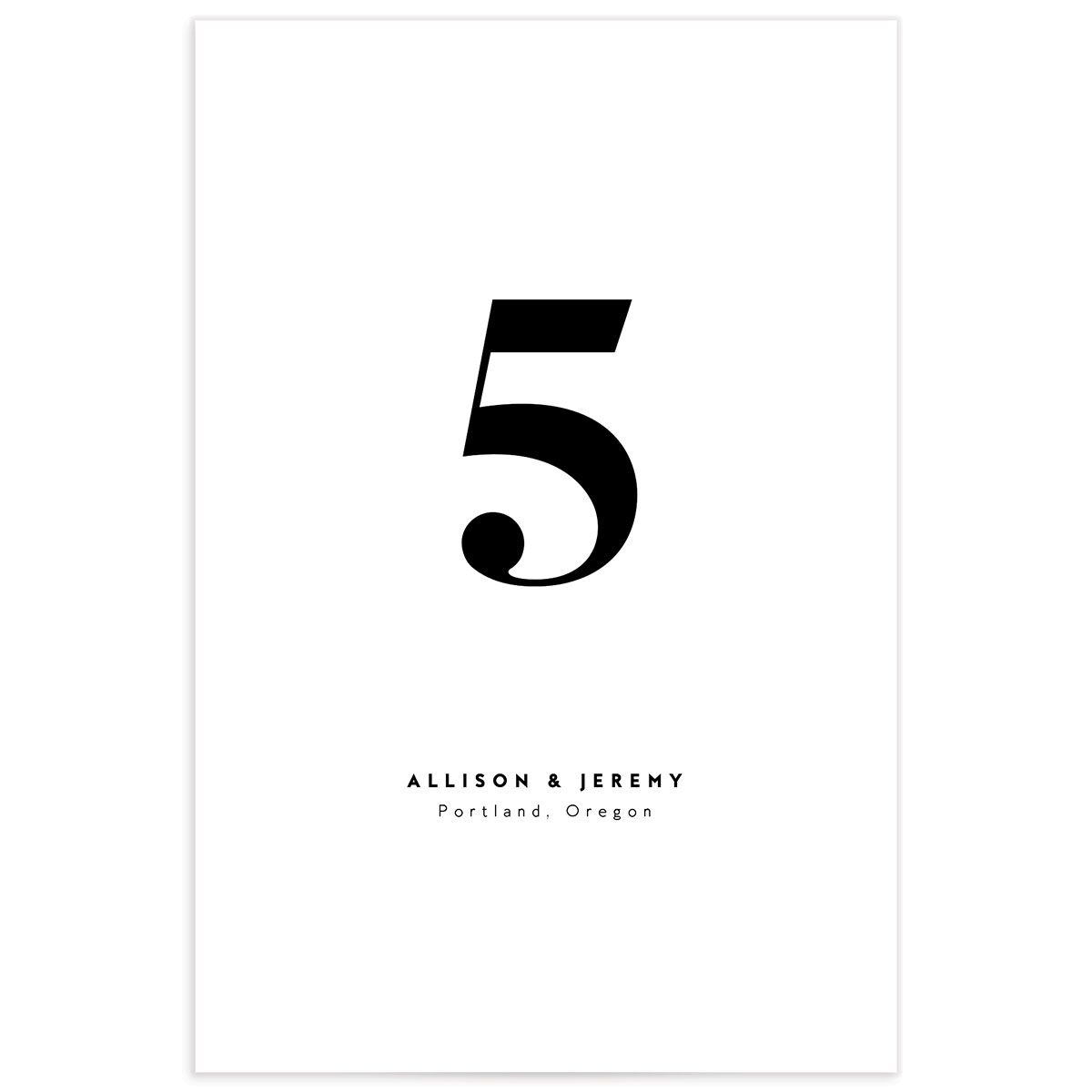 Modern Bold Table Numbers front in Pure White