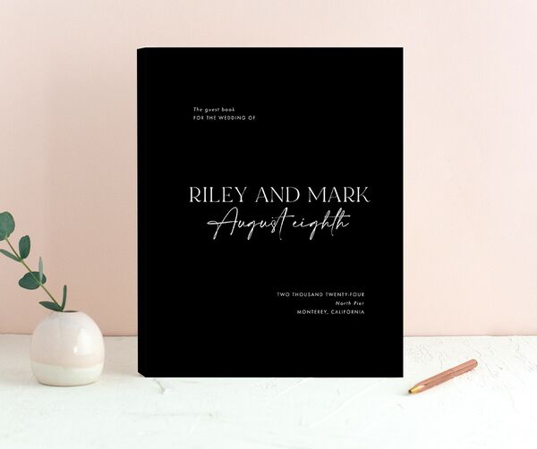 Timeless Bold Wedding Guest Book front in Midnight