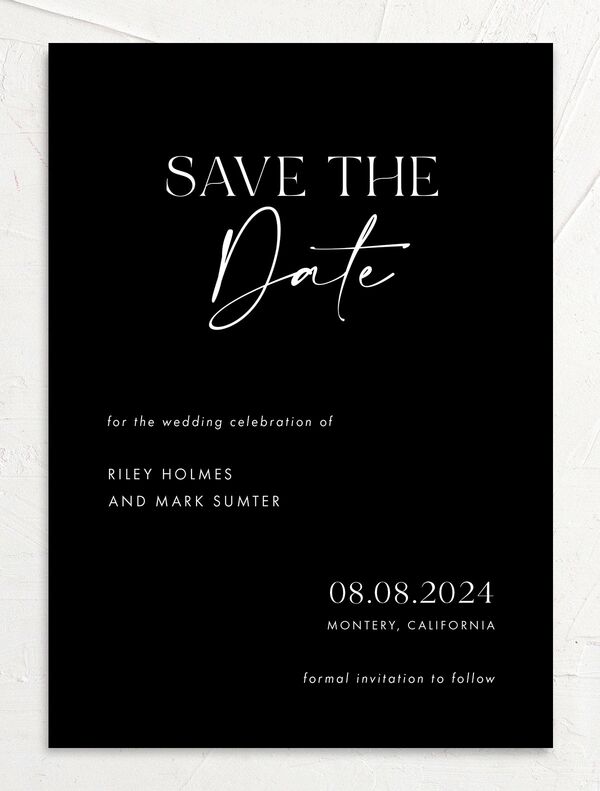 Timeless Bold Save the Date Cards front in Midnight