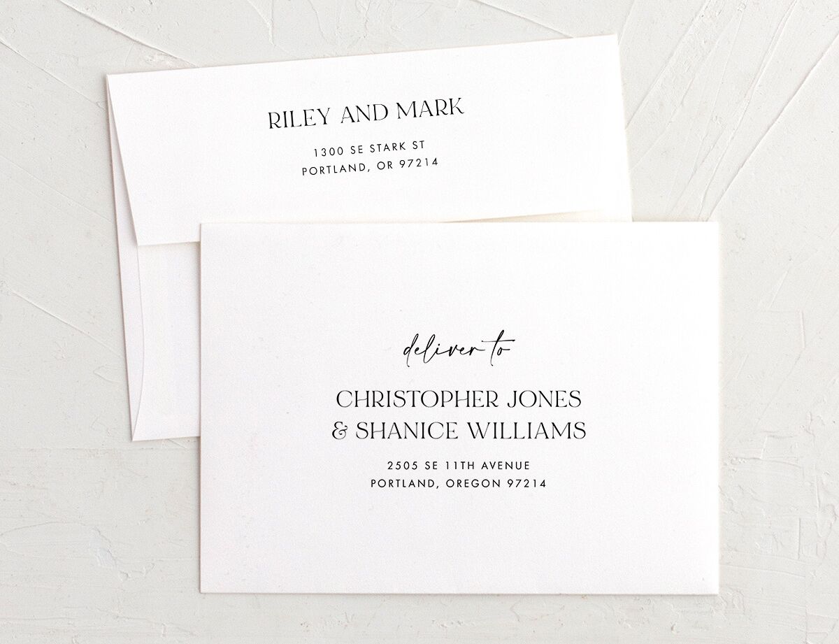 Timeless Bold Save The Date Card Envelopes front in Midnight