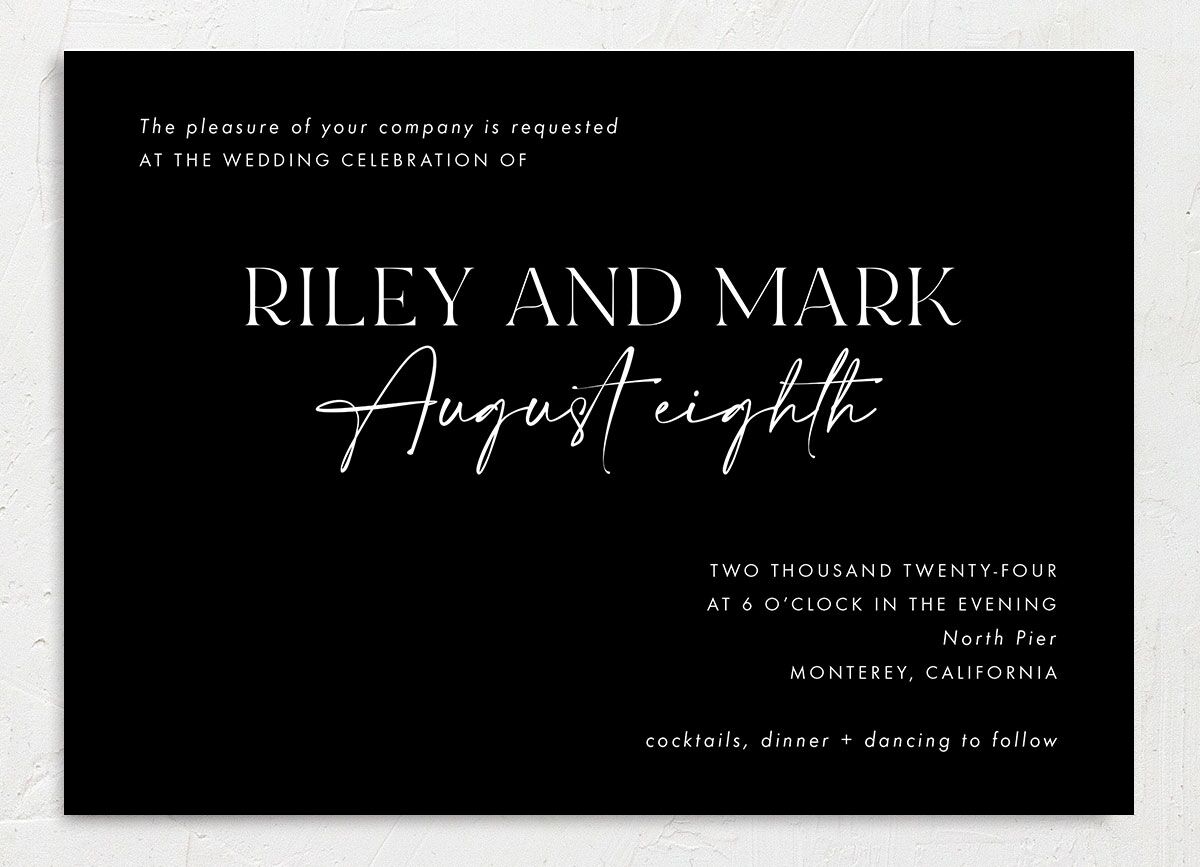 Timeless Bold Wedding Invitations front in Midnight