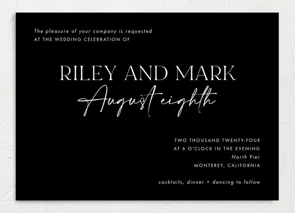 Timeless Bold Wedding Invitations front in Midnight