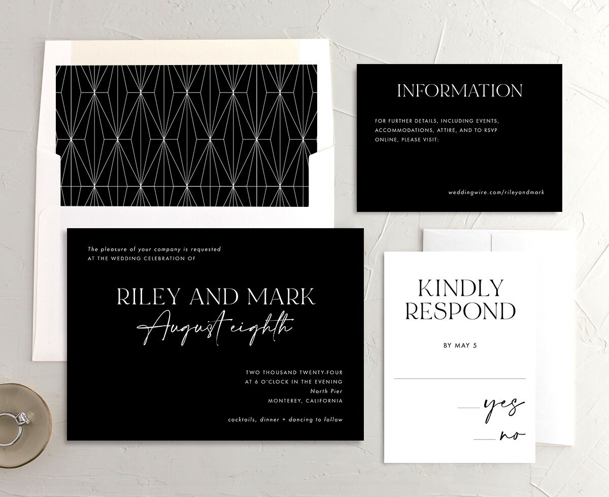 Timeless Bold Wedding Invitations suite in Midnight