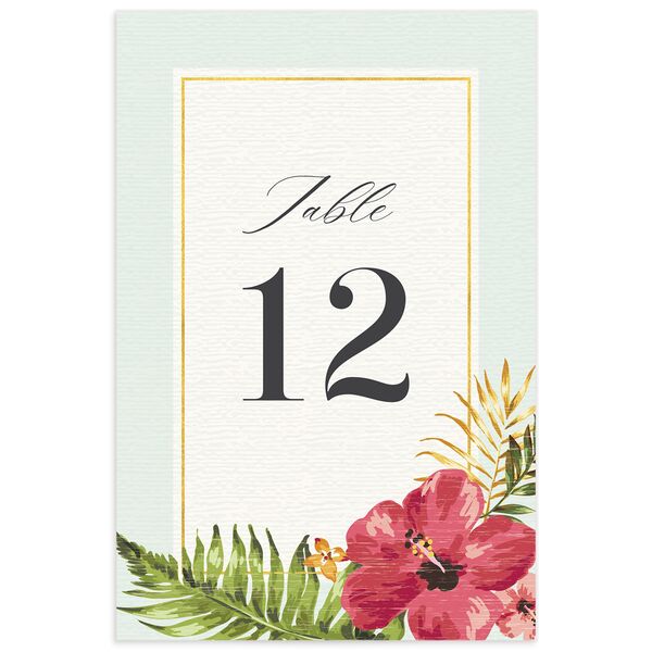 Tropical Bloom Table Numbers front in Turquoise