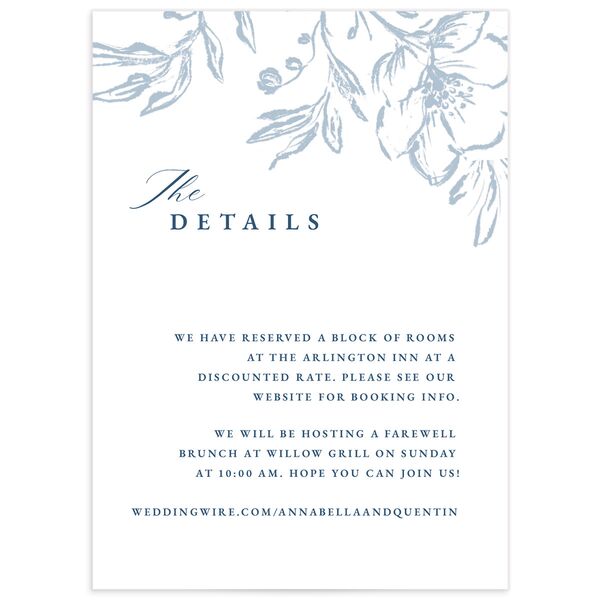 Delicate Blooms Wedding Enclosure Cards front in French Blue