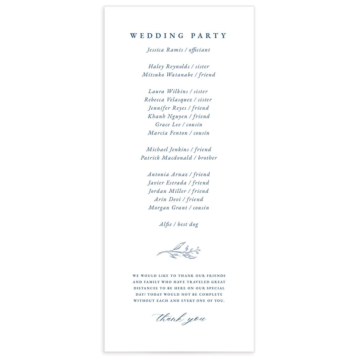Delicate Blooms Wedding Programs back in French Blue