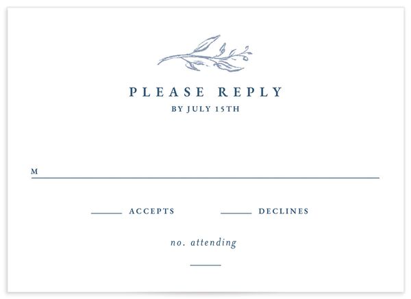 Delicate Blooms Wedding Response Cards front in French Blue