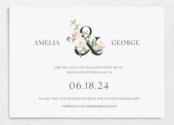 Botanical Ampersand Change the Date Cards front in Pure White