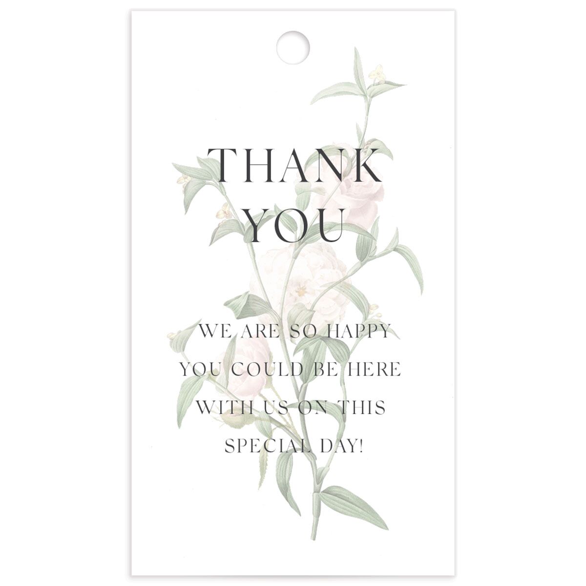 Botanical Ampersand Favor Gift Tags front in Pure White