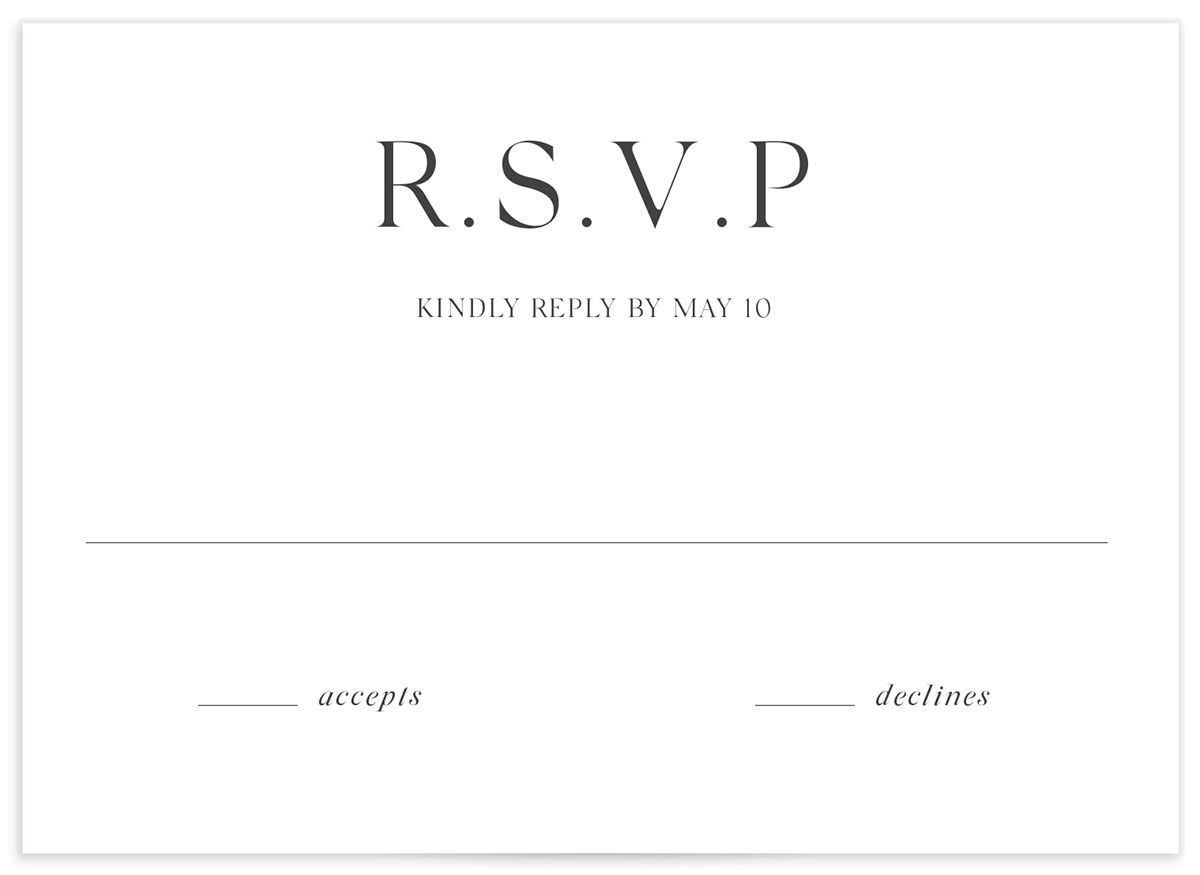Botanical Ampersand Wedding Response Cards front in Pure White