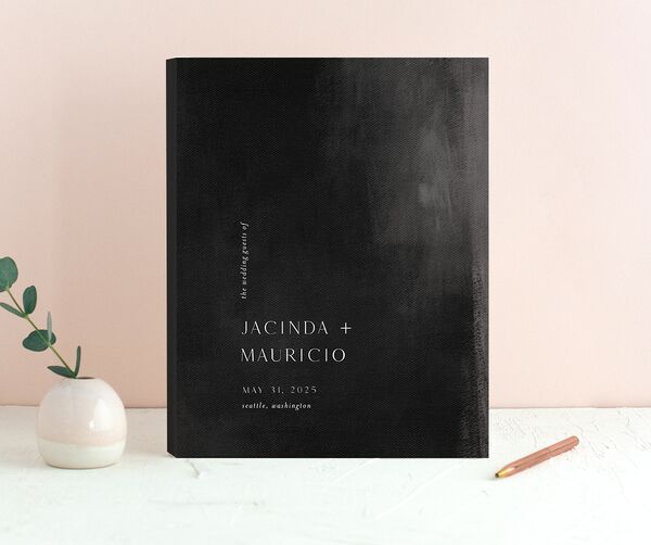 Painted Canvas Wedding Guest Book [object Object] in Black