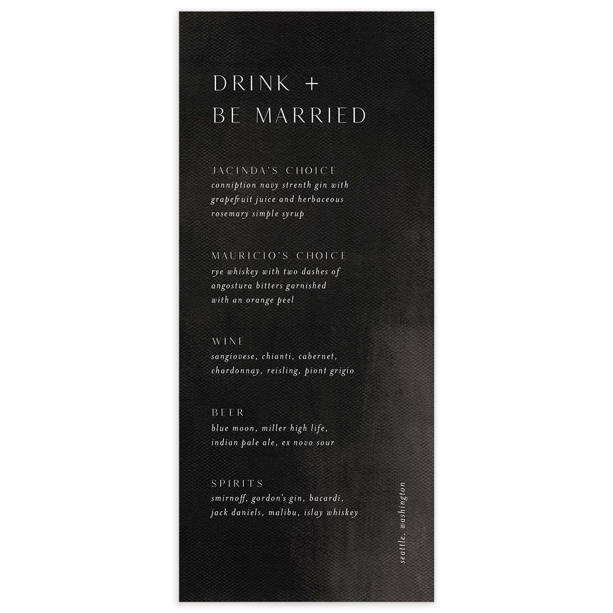 Painted Canvas Menus front in Black
