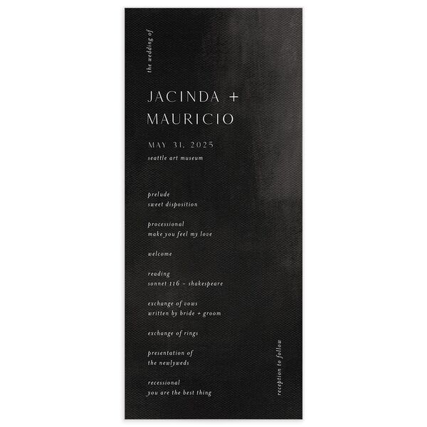 Painted Canvas Wedding Programs front in Midnight