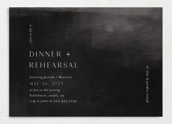 Painted Canvas Rehearsal Dinner Invitations front in Midnight