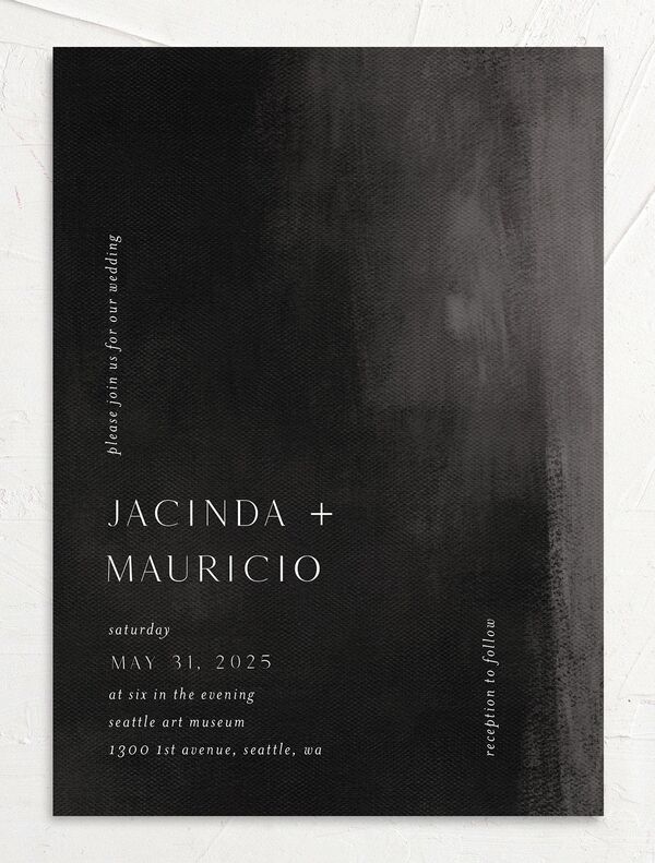 Painted Canvas Wedding Invitations front in Midnight