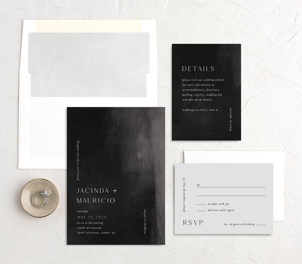 Painted Canvas Wedding Invitations suite in Midnight