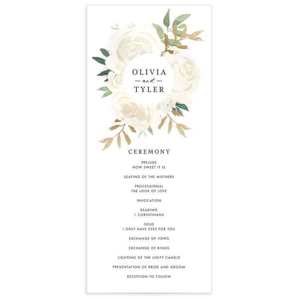 Painted Roses Wedding Programs Champagne Signature