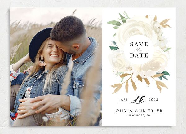 Painted Roses Save the Date Cards front in Champagne