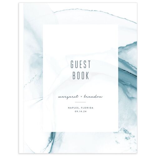 Contemporary Tide Wedding Guest Book - French Blue