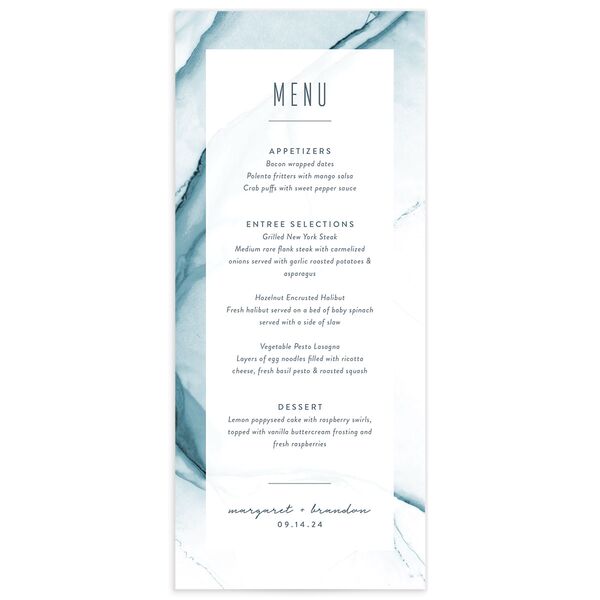 Contemporary Tide Menus front in French Blue