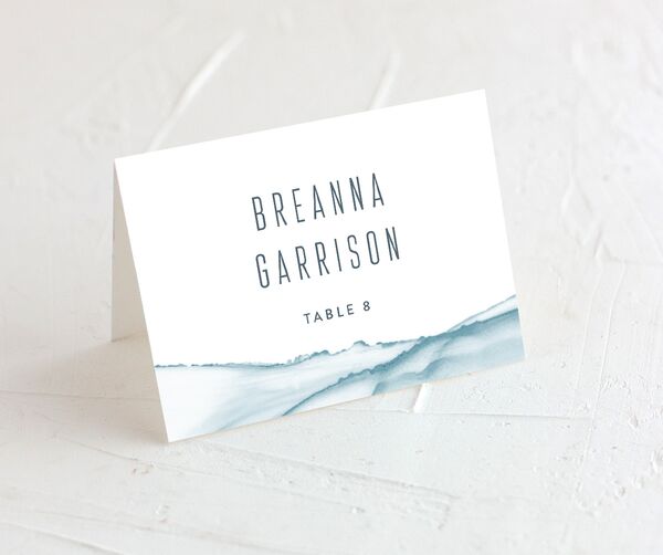 Contemporary Tide Place Cards front in French Blue