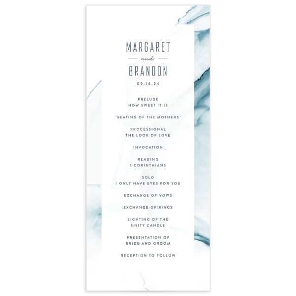 Contemporary Tide Wedding Programs front in French Blue