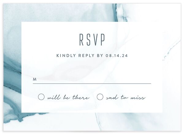 Contemporary Tide Wedding Response Cards front in French Blue