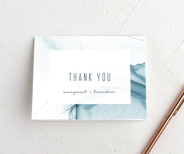 Contemporary Tide Thank You Cards front in French Blue
