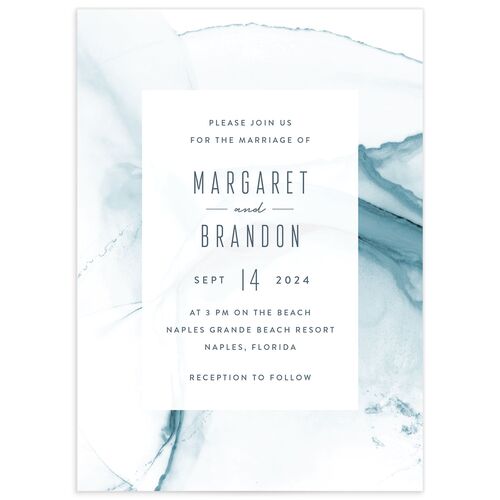 Contemporary Tide Wedding Invitations - French Blue