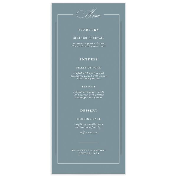 Refined Photograph Menus front in White