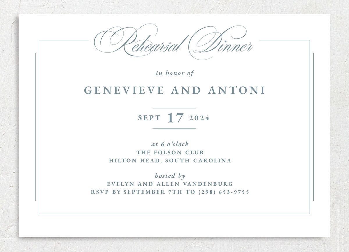 Refined Photograph Rehearsal Dinner Invitations front in Pure White