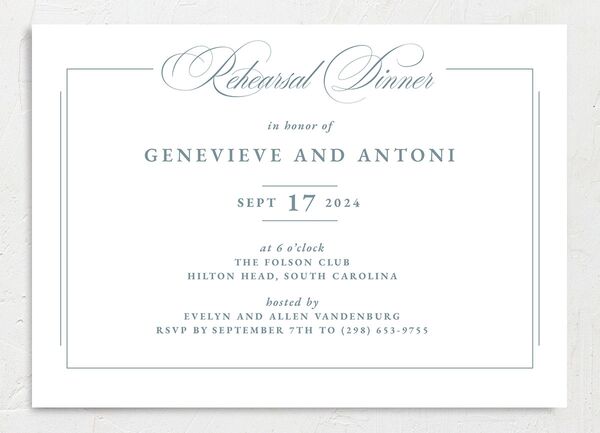 Refined Photograph Rehearsal Dinner Invitations front in Pure White