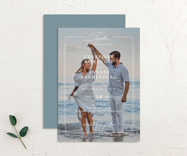 Refined Photograph Wedding Invitations front-and-back in Pure White