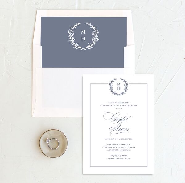 Classic Garland Bridal Shower Invitations envelope-and-liner in French Blue