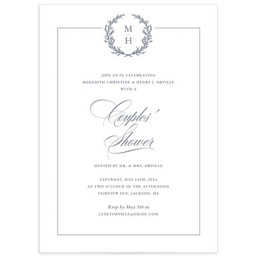 Classic Garland Bridal Shower Invitations - French Blue